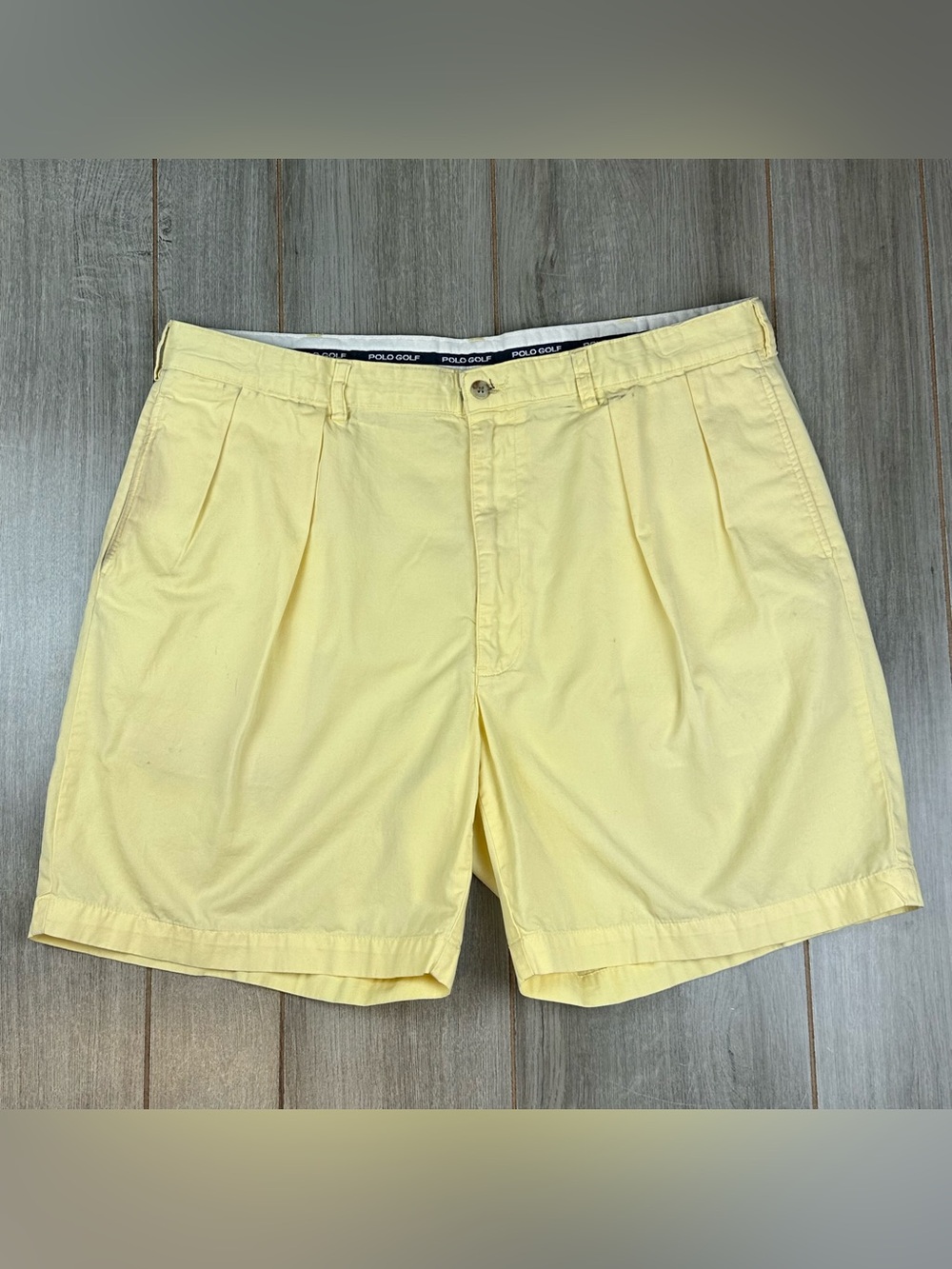 Polo Ralph Lauren Pleated Shorts 38 (40) POLO GOLF Cotton Yellow *stains